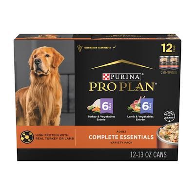 Complete Essentials High Protein with Real Turkey or Lamb Adult Wet Dog Food Variety Pack, 13 oz., Count of 12