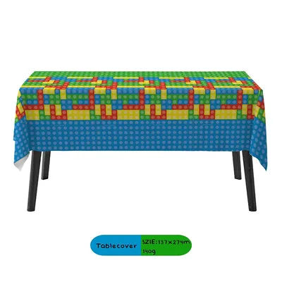 Nappe de fête d'anniversaire de Style brique, blocs de construction, fournitures de fête d'anniversaire de joueur, couverture de Table à thème de fête