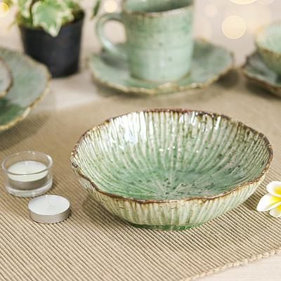 Lotus Table,'Lotus-Inspired Speckled Green Celadon Ceramic Bowl'