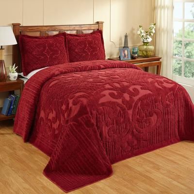 Ashton Collection 100% Cotton Medallion Bedspread Set by Better Trends in Burgundy (Size FULL/DOUBLE)