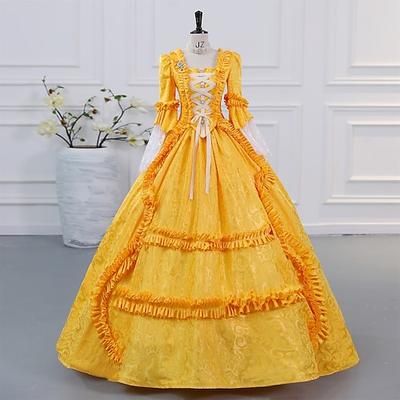 Gotico Vittoriano Ispirato al vintage Vestito Costume da festa Abito da Ballo Principessa Shakespeare Tinta unica Abito da ballo Costume Per donna Halloween Carnevale San Valentino Festa serale Feste