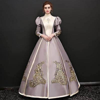 Gotico Vittoriano Ispirato al vintage Vestito Costume da festa Abito da Ballo Principessa Shakespeare Tinta unica Abito da ballo Costume Per donna Reale Halloween Carnevale San Valentino Festa serale