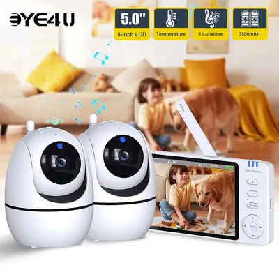 Baby monitor video da 5 pollici con telecamera Pan Tilt 2.4G Madre Bambini Sorveglianza Videocamere PTZ Visualizzazione della temperatura Camma di sicurezza domestica