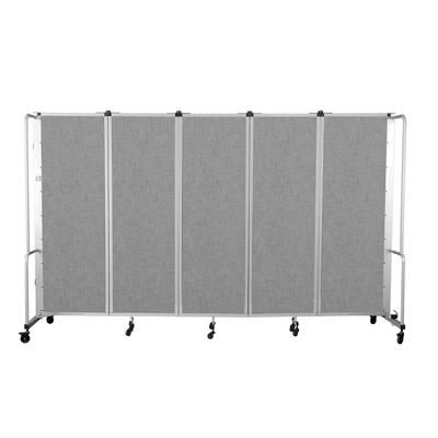 National Public Seating RDG6-5PT02 58"L Portable Room Divider w/ 5 Gray PET Panels & Gray Frame - 6'H