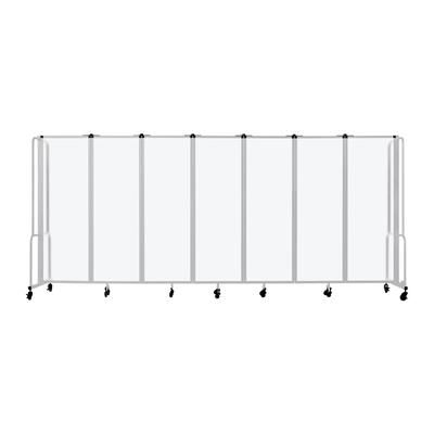 National Public Seating RDG6-7FA 164"L Portable Room Divider w/ 7 Frosted Acrylic Panels & Gray Frame - 6'H, Clear