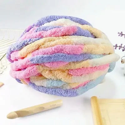 Grosso filato gigante di ciniglia per maglieria di coperta, filo grosso all'uncinetto, cuscino per braccio fai da te, tappeto, 250 g, 27 m,