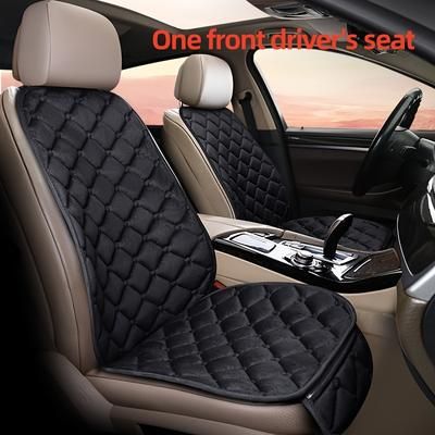 TEMU 1pc/2pcs Car Seat Cover With Soft Velvet And Plaid Comfortable Memory Foam With Phone Storage Bag Back Non-slip Silicone Particle Back Seat Cushion