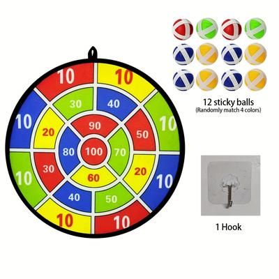 TEMU 12pcs Sticky Ball Dart Plate Set, Indoor Outdoor Toys, Parent-child , Birthday Gift, Party Game Supplies