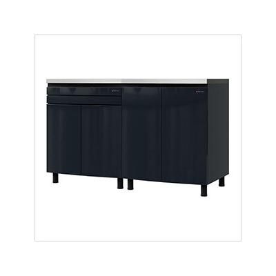 Contur Cabinet 5' Premium Karbon Black Garage Cabinet System with Stainless Steel Tops