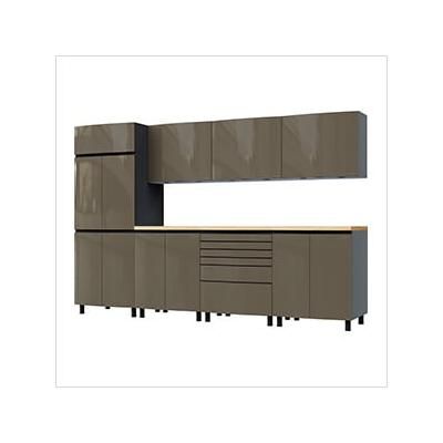 Contur Cabinet 10' Premium Terra Grey Garage Cabinet System with Butcher Block Tops