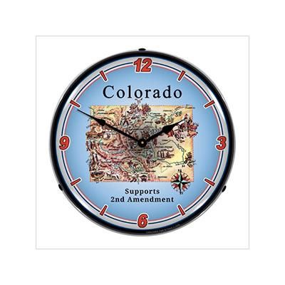 Collectable Sign and Clock Colorado Supports the 2nd Amendment Backlit Wall Clock