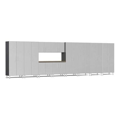 Ulti-MATE Garage Cabinets 11-Piece Garage Cabinet Kit with Bamboo Worktop in Stardust Silver Metallic
