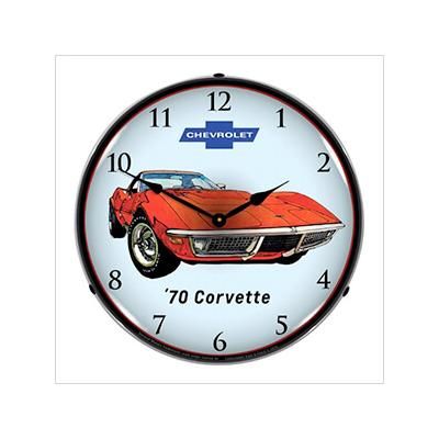 Collectable Sign and Clock 1970 Corvette Backlit Wall Clock