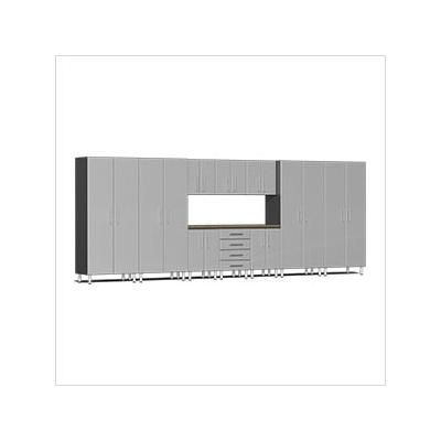 Ulti-MATE Garage Cabinets 11-Piece Garage Cabinet Kit with Bamboo Worktop in Stardust Silver Metallic