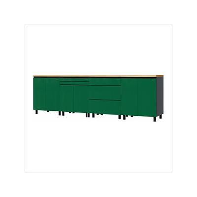 Contur Cabinet 10' Premium Racing Green Garage Cabinet System with Butcher Block Tops