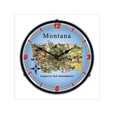 Collectable Sign and Clock Montana Supports the 2nd Amendment Backlit Wall Clock