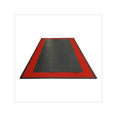 Speedway Tile Single Car Garage Floor Tile Mat / Pad (Black / Red)