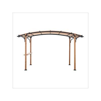 Sunjoy Group Modern 9 x 13 Metal Arched Pergola Kit with Bar Shelf