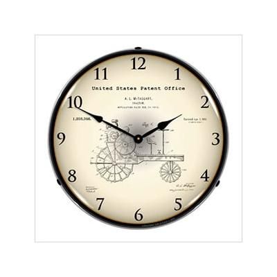 Collectable Sign and Clock 1919 Antique Tractor Patent Blueprint Backlit Wall Clock