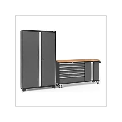 NewAge Garage Cabinets BOLD Grey 2-Piece Project Center Set with Bamboo Top
