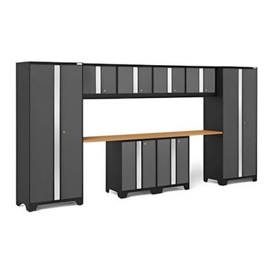 NewAge Garage Cabinets BOLD Series Grey 10-Piece Set with Bamboo Top