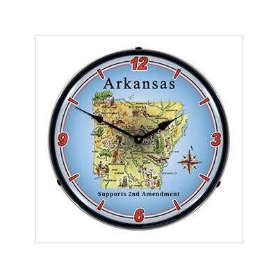Collectable Sign and Clock Arkansas Supports the 2nd Amendment Backlit Wall Clock