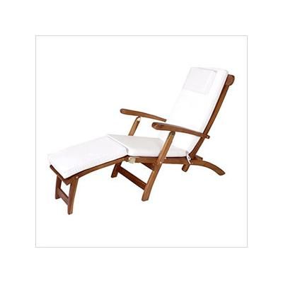 All Things Cedar 5-Position Steamer Chair with White Cushions