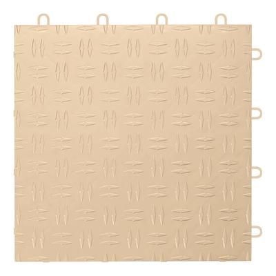 GearTile Diamond Pattern 12 x 12-Inch Beige Garage Floor Tile (12 Pack)