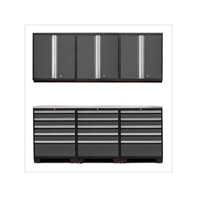 NewAge Garage Cabinets PRO Grey 7-Piece Garage Storage Set with Stainless Steel Top