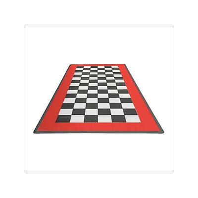 Speedway Tile Single Car Garage Floor Tile Mat / Pad (Black / Red / White)