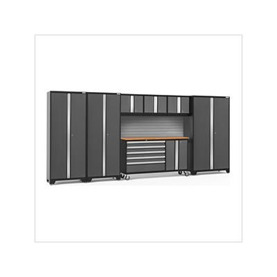 NewAge Garage Cabinets BOLD Grey 7-Piece Project Center Set with Bamboo Top and Backsplash
