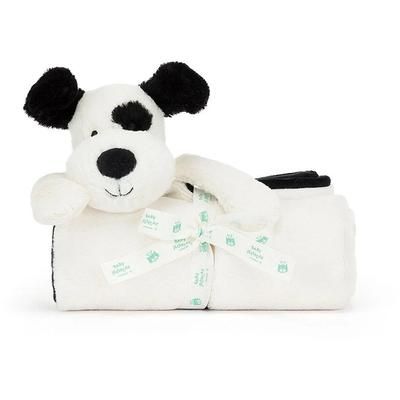 Jellycat Bashful Black & Cream Puppy Blankie, 28"