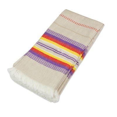 Sunset Dinner,'Striped 100% Cotton Napkins from Guatemala (Set of 6)'