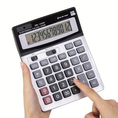 12-digit Desktop Calculator With Large Buttons, Two-way Power (battery & Solar), And Large Display - Perfect For Your Desk!