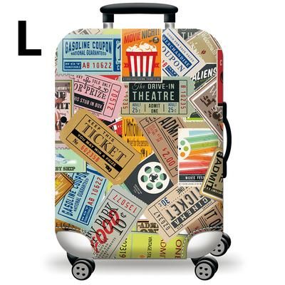 Tickets Random Print Elastic Luggage Cover, Foldable Thickened Travel Suitcase Cover, 18-32 Inch Trolley Case Protective Cover, Travel Essential Accessories