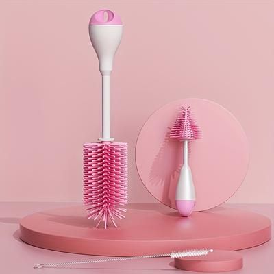 TEMU 3 In 1 Silicone Milk Feeding Bottle Brushes Set, With Pacifier Straw Brush For Sippy Water Cup