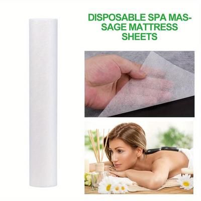 TEMU 50pcs/roll Disposable Spa Salon Massage Bed Sheets Non-woven Headrest Paper Roll Table Cover Tattoo Supply Sheet