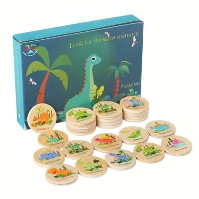 TEMU Memory Game Dinosaur Matching Toy Preschool Toddlers Matching Board Game For Kids Early Learning Development Wooden Games For Travel Birthday Easter Valentine's Day Thanksgiving Christmas Gift