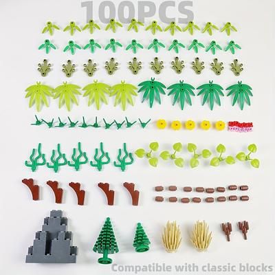 TEMU 100pcs Plants Building Blocks Toys, Compatible City Mountain Forest Trees Water And Grass Diy Construction Toys, Birthday Gifts, Classic Bricks Parts Christmas Gift