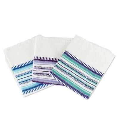 Berry Colors,'Set of 3 Handwoven Guatemalan Cotton Dish Towels'
