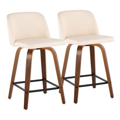 Toriano 24" Mid-Century Counter Stool - Set Of 2 by Lumisource in Walnut Cream Black