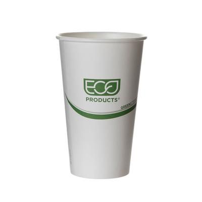 Eco Products EP-BHC16-GS GreenStripe 16 oz Disposable Hot Cup - PLA, Printed, White, Biodegradable