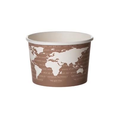 Eco Products EP-BSC8-WA 8 oz World Art Food Container - Paper, Brown, Renewable and Compostable, Case of 1000
