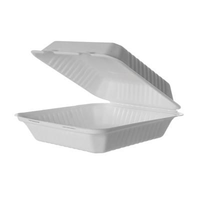 Eco Products EP-HCL91 Hinged Lid Food Container - 9" x 9" x 3", Molded Fiber, White