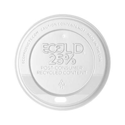 Eco Products EP-HL16-WR BlueStripe EcoLid Flat Lid for 10 to 20 oz Hot Cups - Polystyrene, White