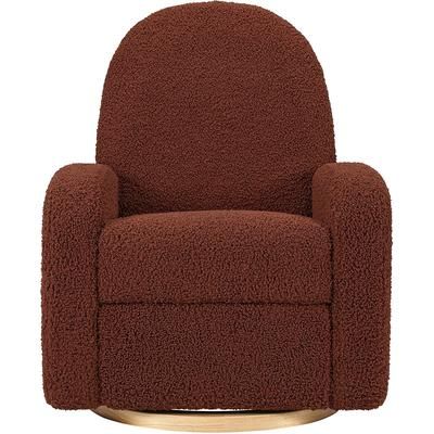 Babyletto Nami Electronic Swivel Glider Recliner w/ USB - Rouge Teddy Loop w/ Light Wood Base
