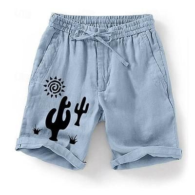 Per uomo Cactus Sole Piante Shorts Pantaloncini Estivi Pantaloncini casual Misura del girovita medio Moda Streetwear Designer Casuale Quotidiano Ferie Coulisse Tasca Elastico in vita progettista