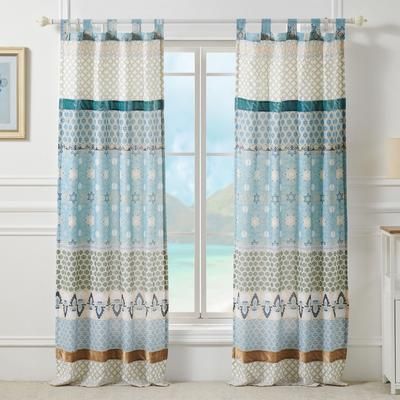Wide Width Thalia Curtain Panel Pair by Greenland Home Fashions in Blue White (Size 84" W 84" L)
