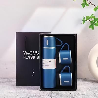 TEMU 1set Thermal Mug 500ml/16.9oz, Stainless Steel Vacuum Insulated Bottle With Cup For Coffee Hot Drink And Cold Drink, Water Back To School Supplies