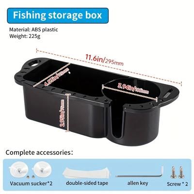 TEMU 1 Abs Black Fishing Tackle Storage Box With Cup Holder - Multifunctional Sea Fishing Organizer, Sturdy & Stability, Ideal For Yacht & Lure Accessories, Fishing Tackle Box